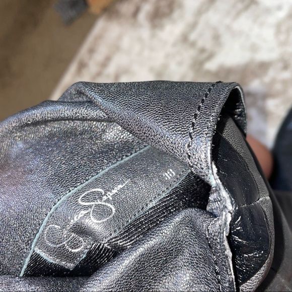 JESSICA SIMPSON Knee High Fold Over soft Leather Boot black block heel SZ 8 - Picture 6 of 8